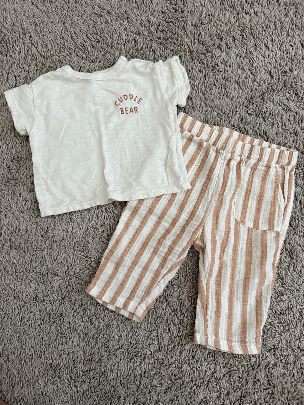 cloud island Cream Baby Tee with Blue Cloud Graphic